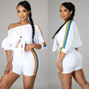 White Striped Short Set